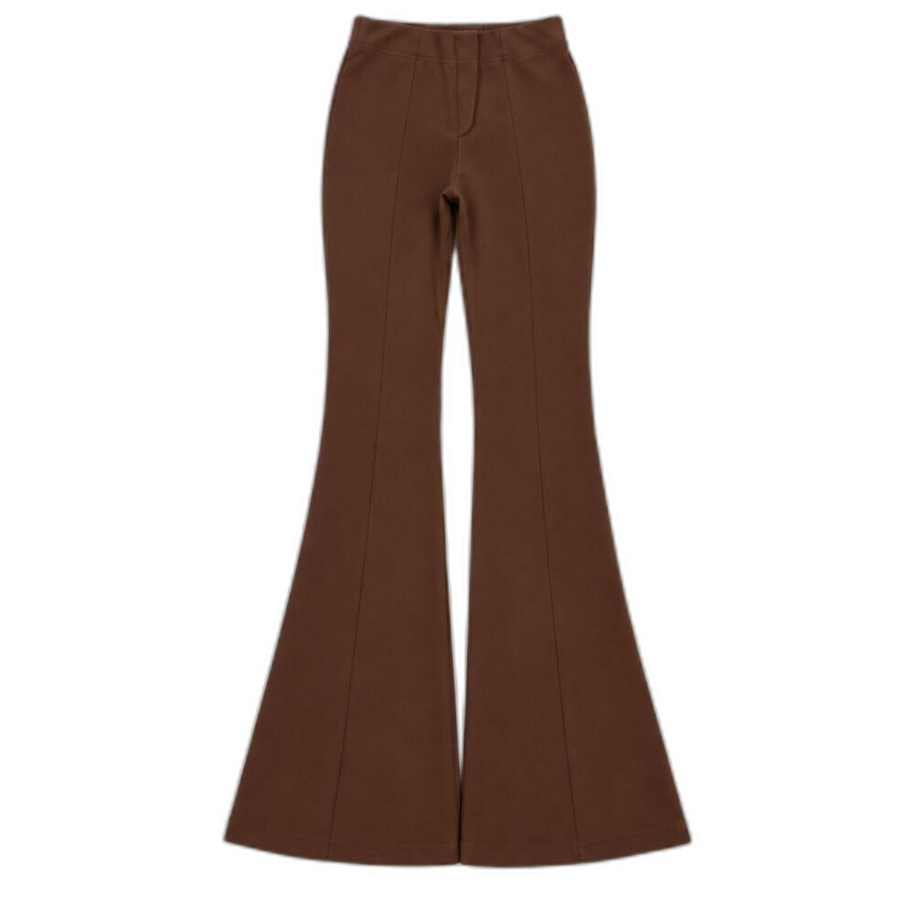 Asos Stretch Pants Women Size 4 Brown Textured Flare Stretch Pull On Trousers